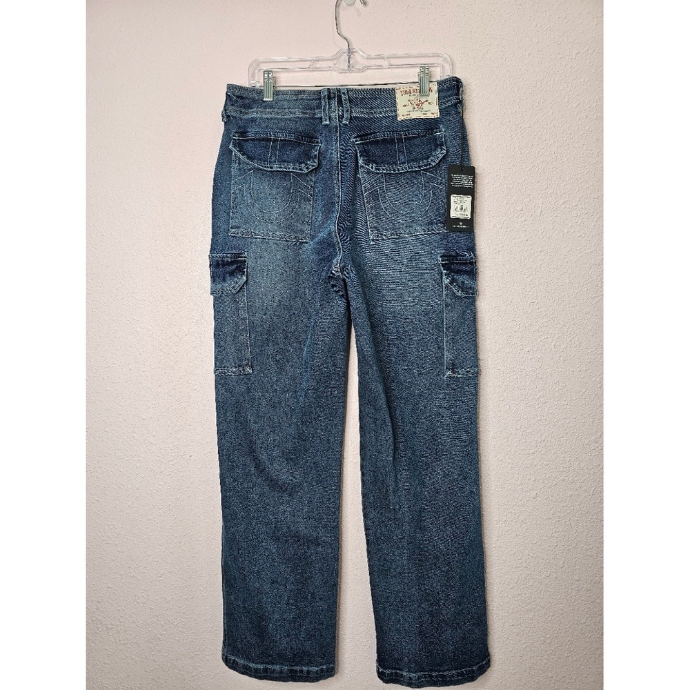 True Religion Womens Denim Cargo SN Straight Jeans Medium Blaze Wash Size 29 NEW - Picture 7 of 9